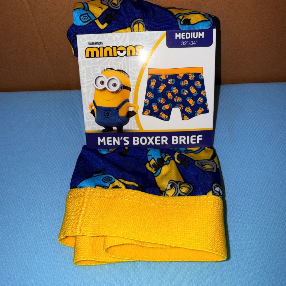 Minions Boxer Brief Men M NEW Blue Yellow All Over Print